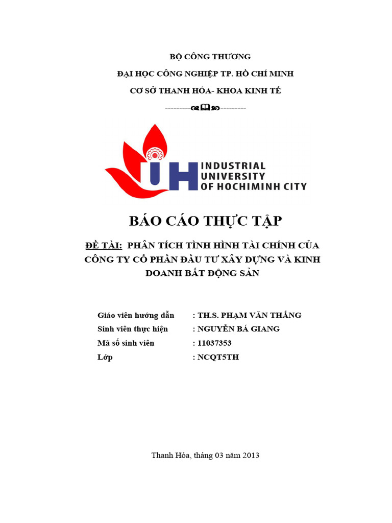 (123doc) Bao Cao Thuc Tap Phan Tich Tinh Hinh Tai Chinh Cua Cong Ty Co ...