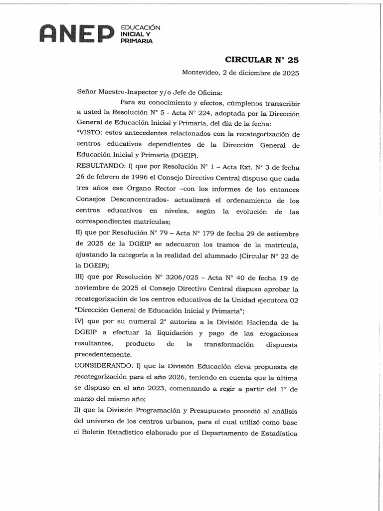 Circular Nro 25 Fecha 02 12 2025 | PDF