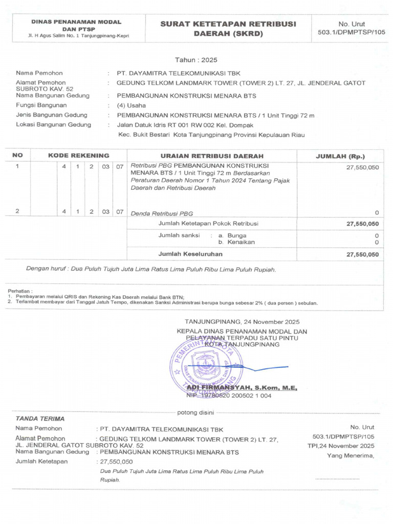 SKRD A.N PT Dayamitra Telekomunikasi TBK | PDF