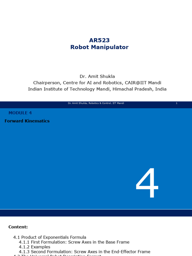 Module 4 Forward Kinematics (1) | PDF | Kinematics | Cartesian ...