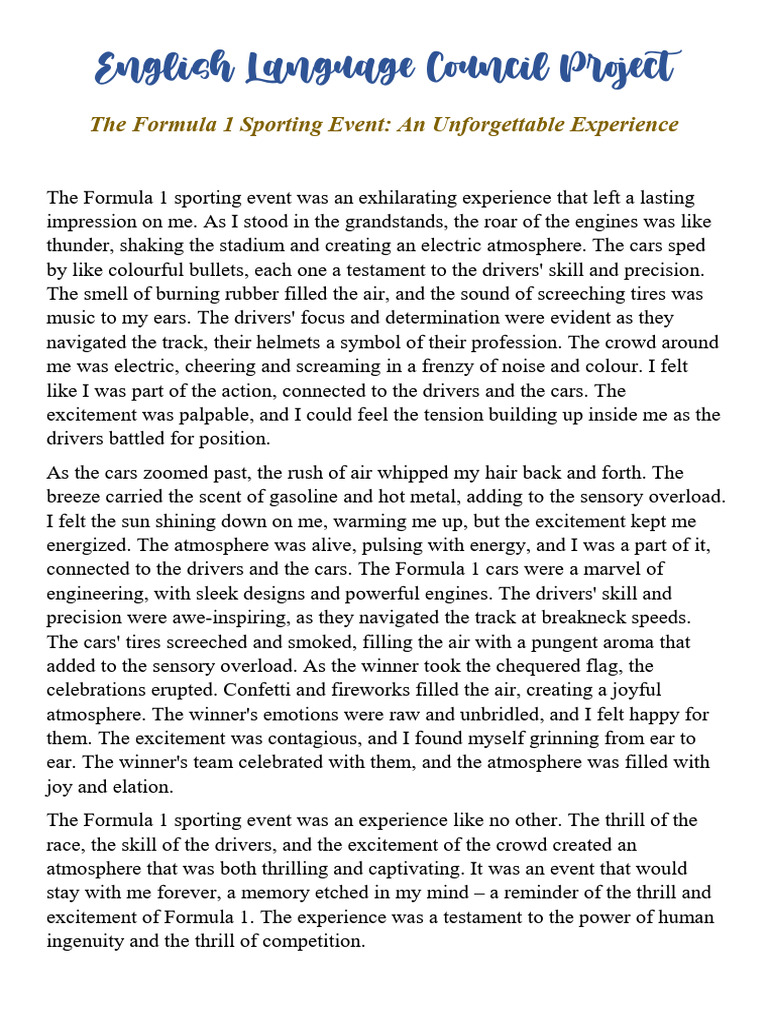 English Language Council Project 1 | PDF