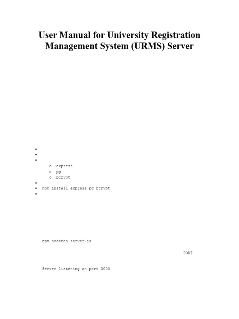User Manual For University Registration Management System (URMS) | PDF ...