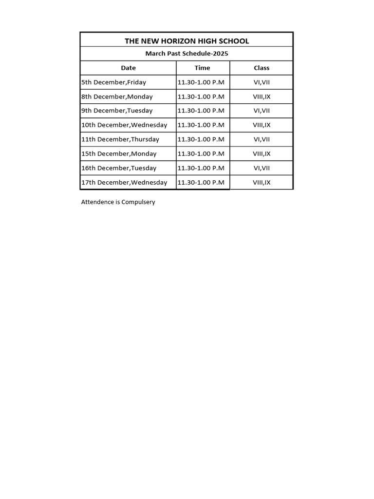 March Past Schedule-2025 | PDF