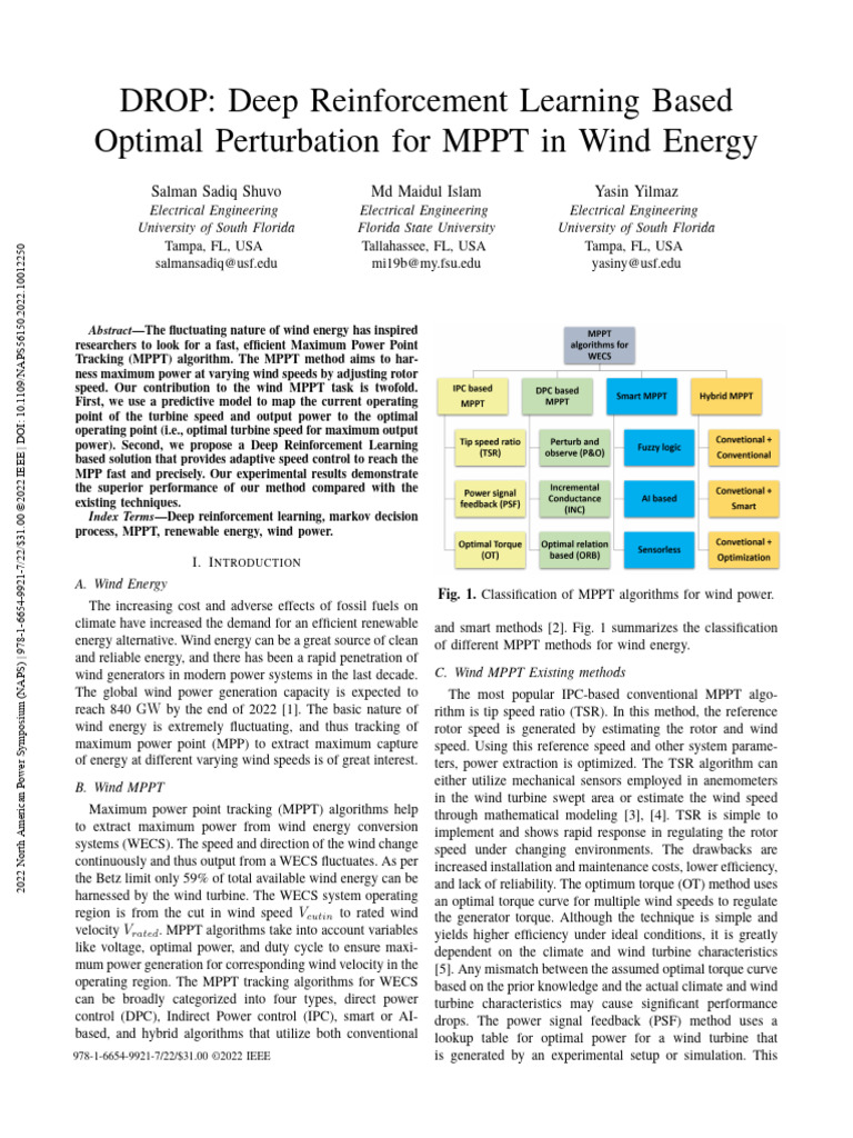 Deep Reinforcement Learning for Wind MPPT | PDF | Turbine | Wind Turbine