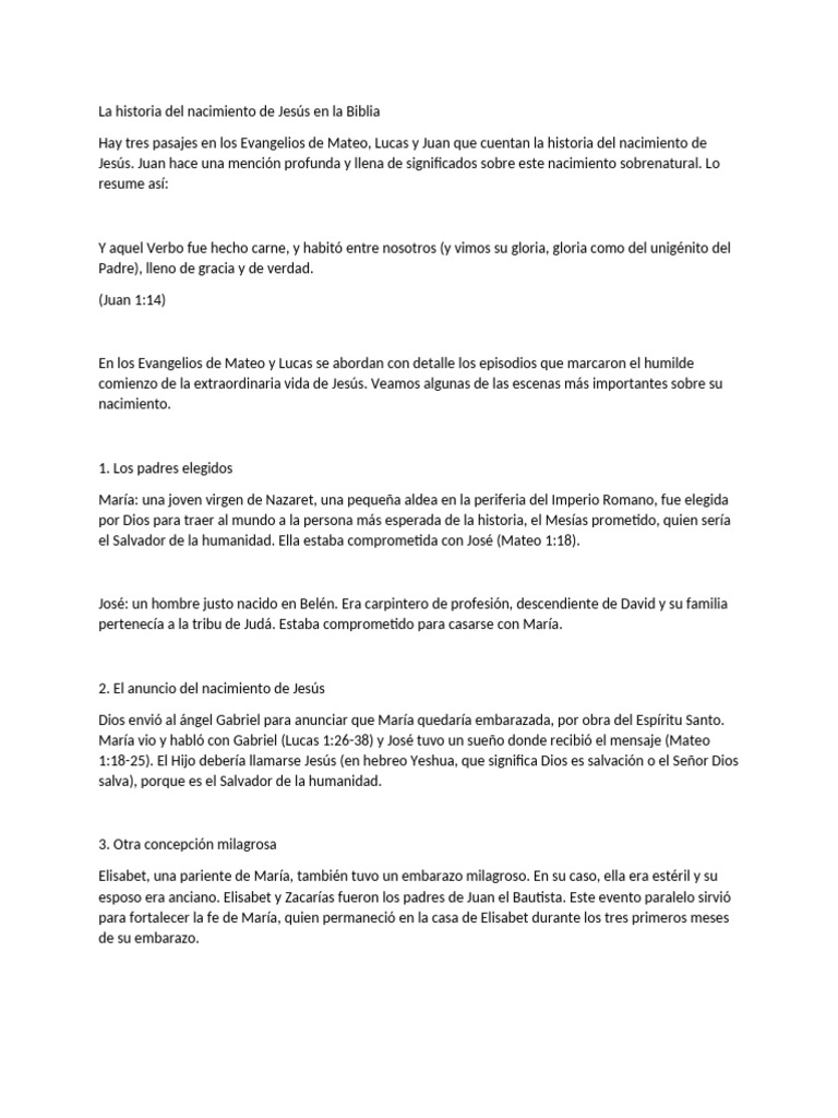 Nacimiento de Jesús: Relato Bíblico | PDF | Natividad De Jesus | María ...