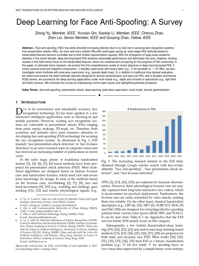 Deep Learning For Face Anti-Spoofing A Survey | PDF | Deep Learning ...