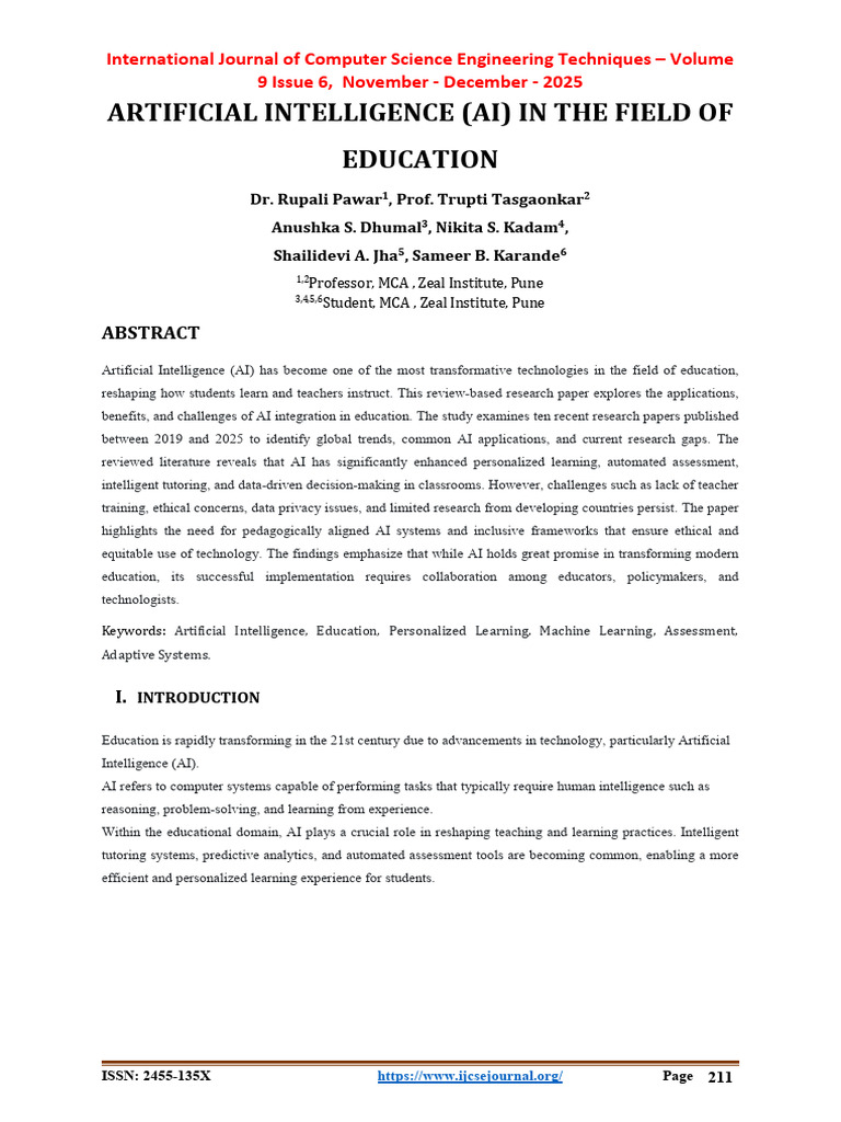 AI in Education: Trends and Challenges | PDF | Artificial Intelligence ...