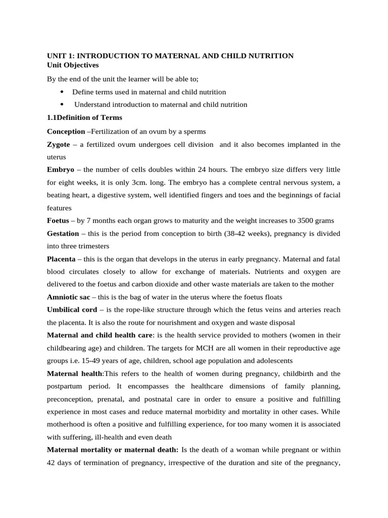 Maternal and Child Nutrition Overview | PDF | Pregnancy | Childbirth