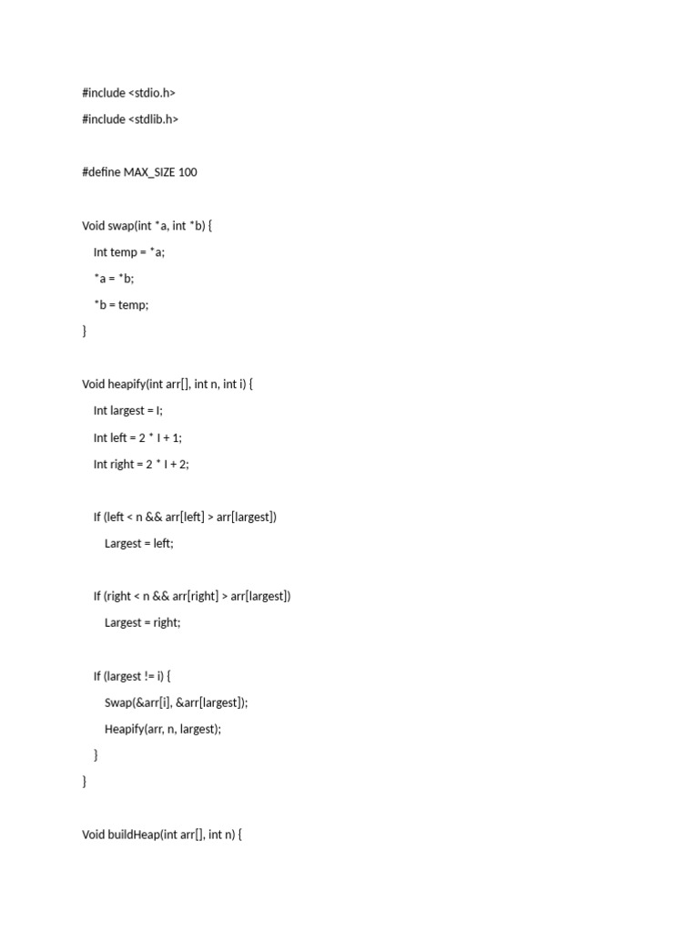 C Program for Building a Heap | PDF