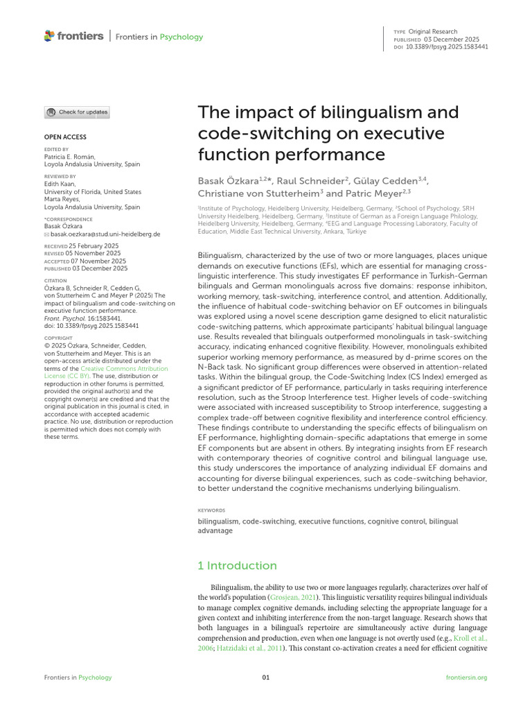 Bilingualism's Impact on Executive Functions | PDF | Multilingualism ...