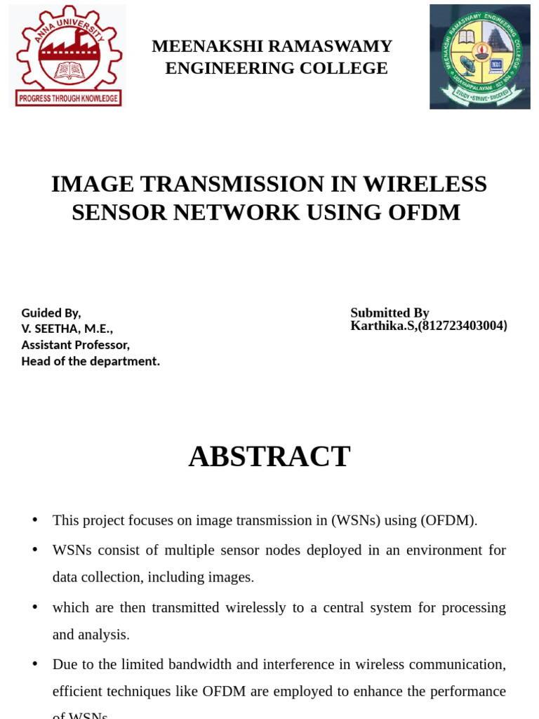 Image Transmission in Wireless Sensor Network Using Ofdm | PDF ...