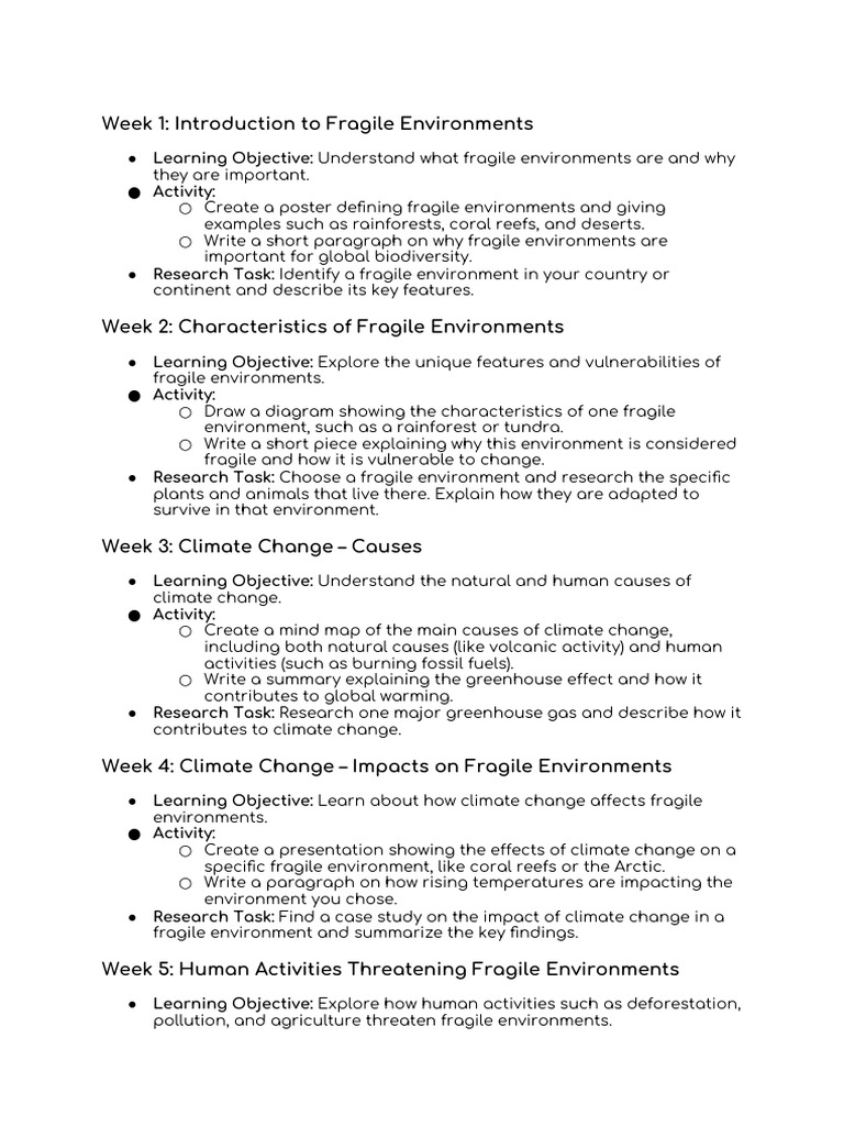 Fragile+Environments+Home+Learning | PDF | Climate Change | Natural ...