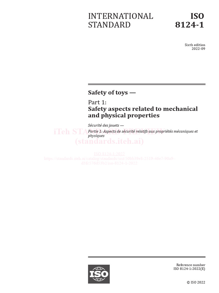 ISO 8124-1: Toy Safety Standards | PDF | Screw