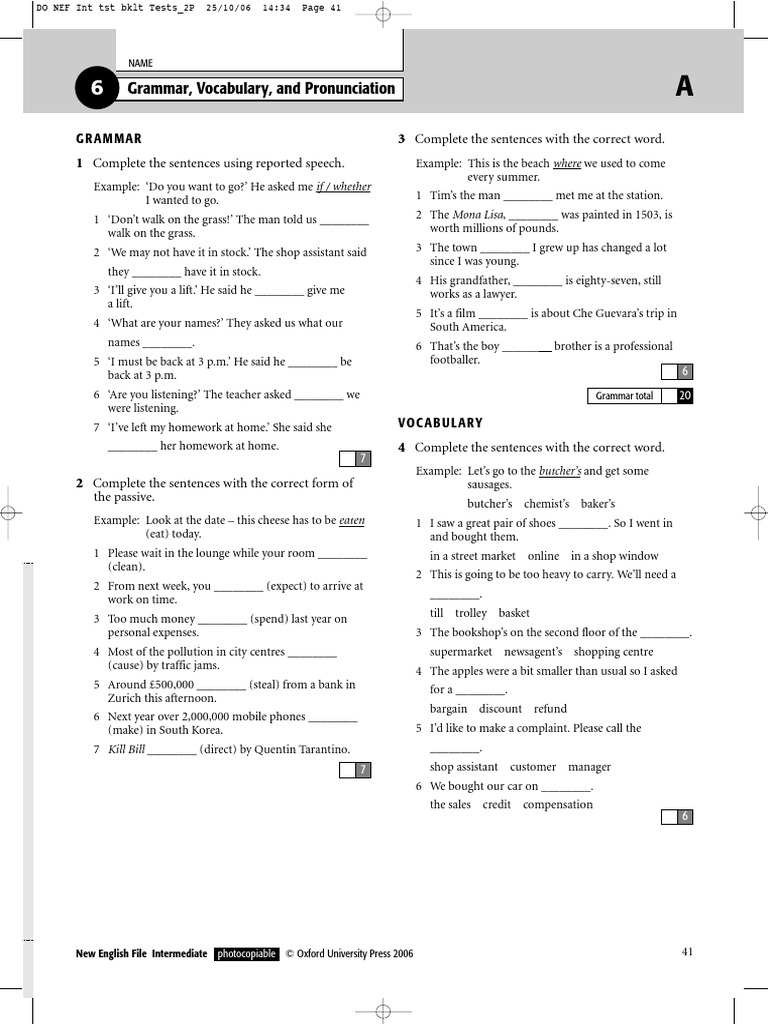 Grammar and Vocabulary Practice Guide | PDF