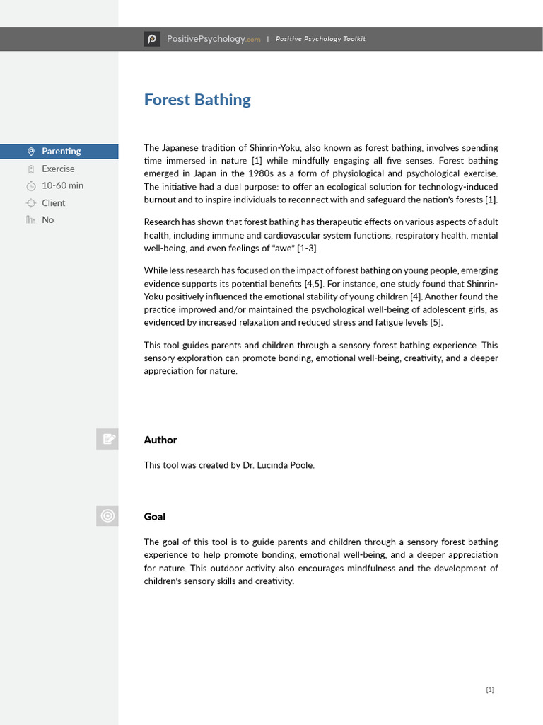 Sensory Forest Bathing Guide for Families | PDF | Well Being | Psychology