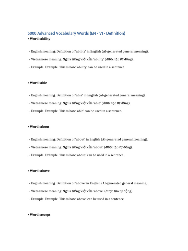 5000 Words en VI | PDF