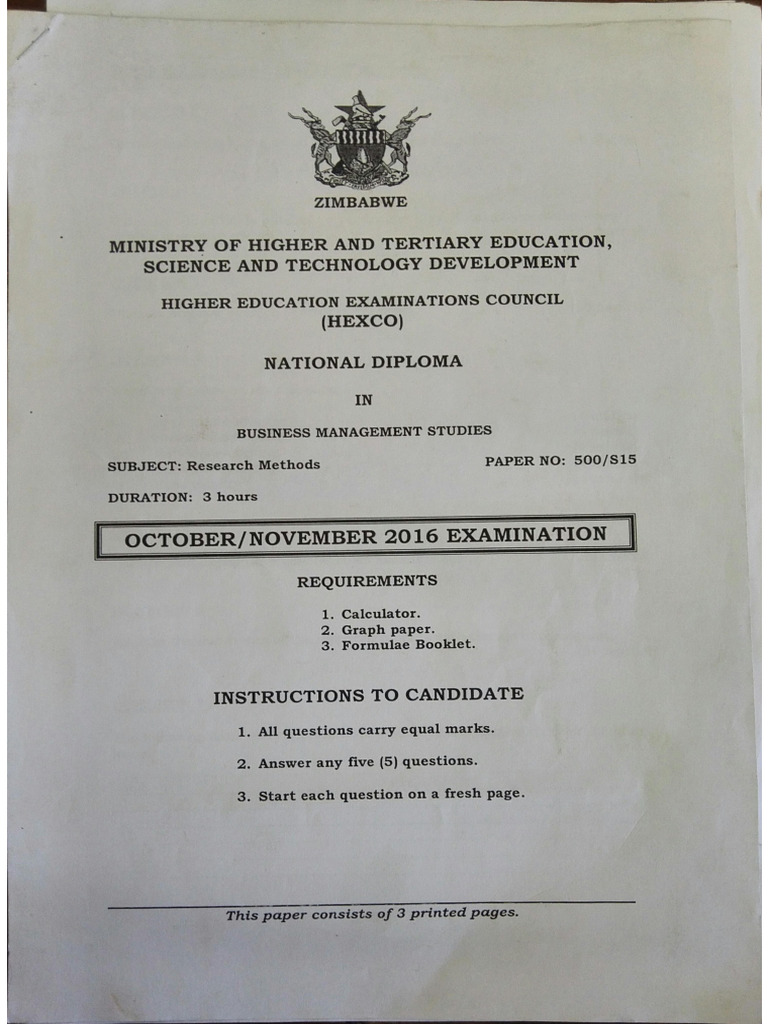 Research Methods Question Papers | PDF