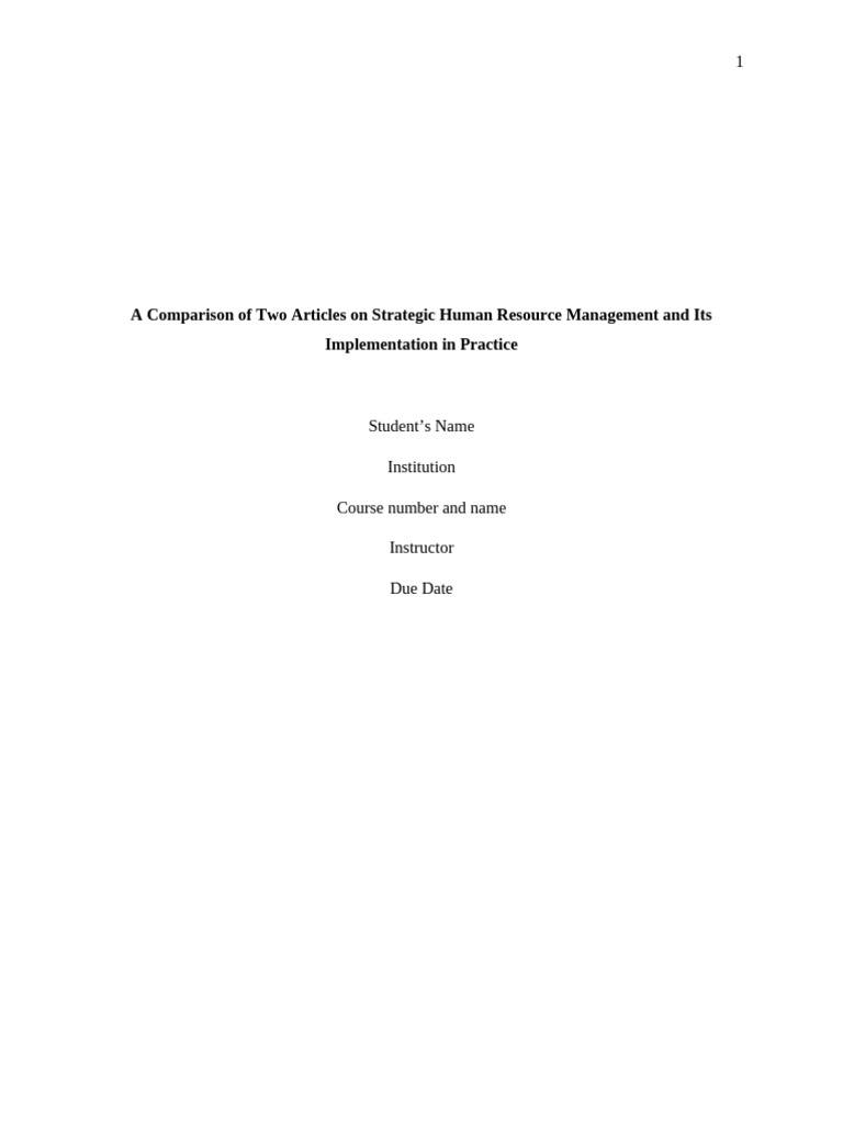 GHRM and SHRM: A Comparative Analysis | PDF | Human Resource Management ...