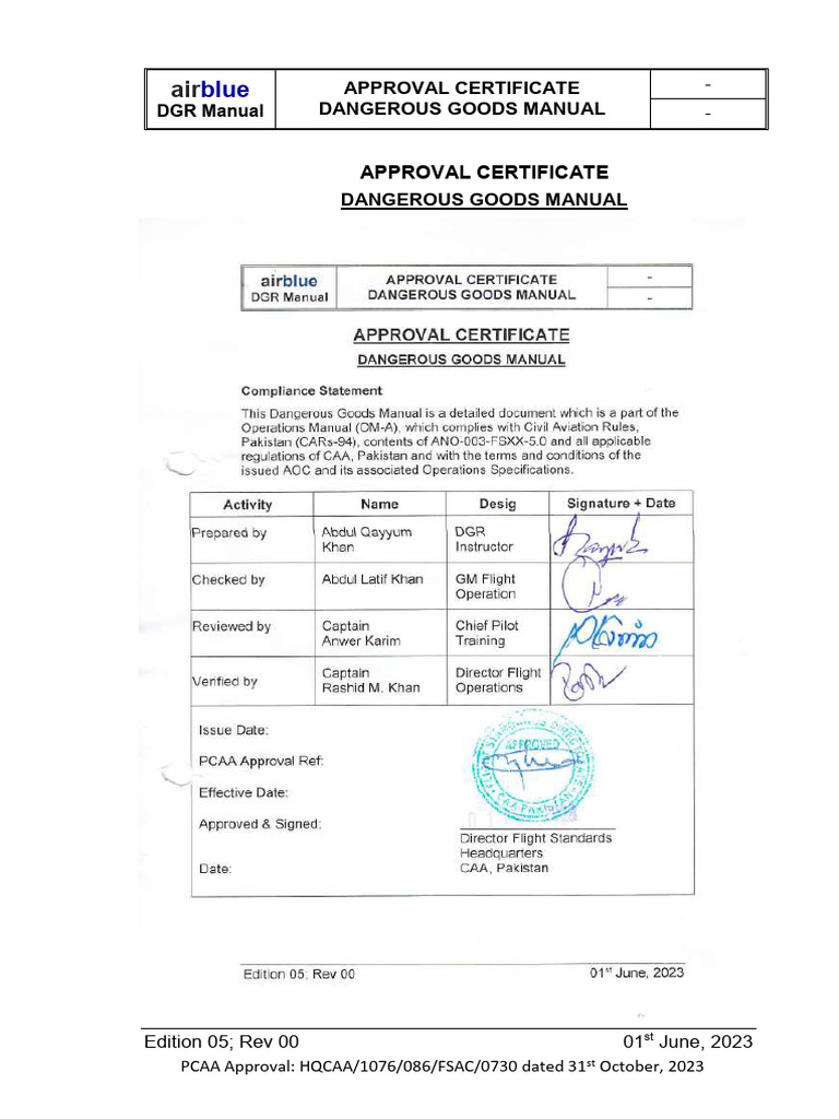 02 FO DGR Manual 5th Edition Rev 00 1st Jun 2024 | PDF | Dangerous Goods