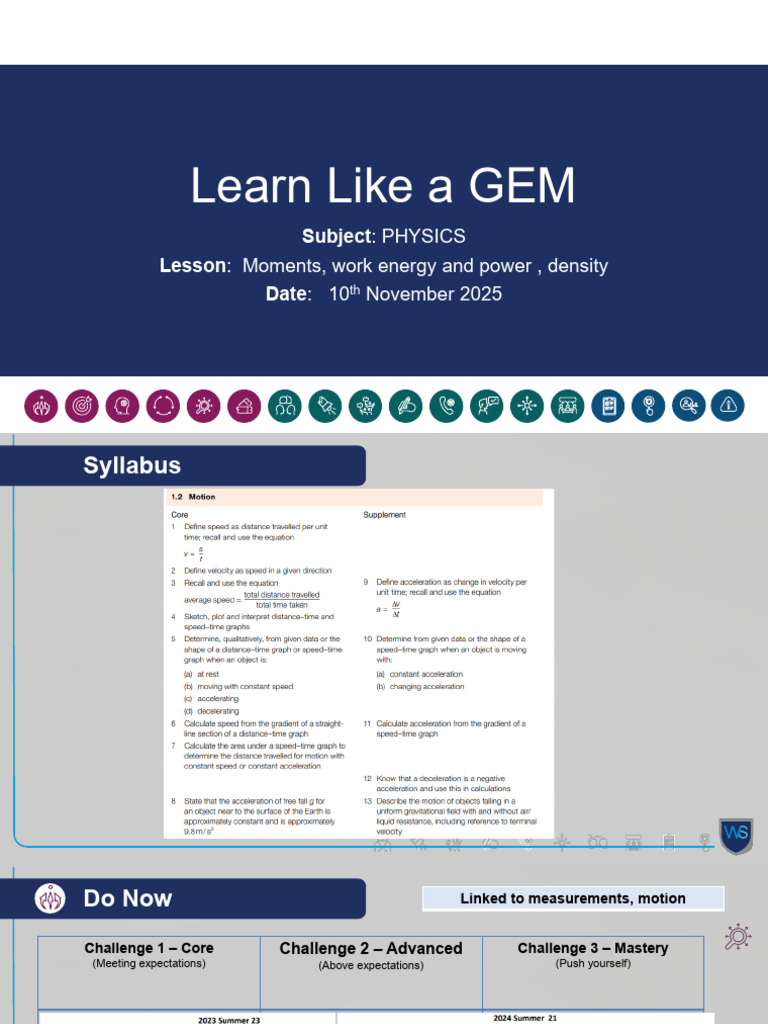 Y11 -L30 - R2 Moments, Work Energy and Power | PDF