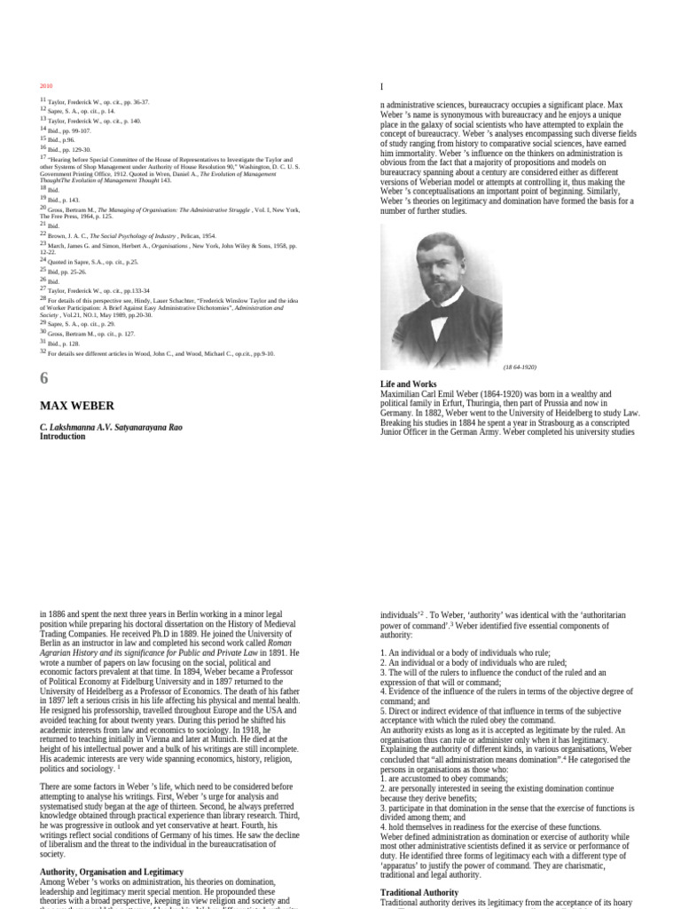Max Weber's Bureaucracy and Authority | PDF | Bureaucracy | Max Weber