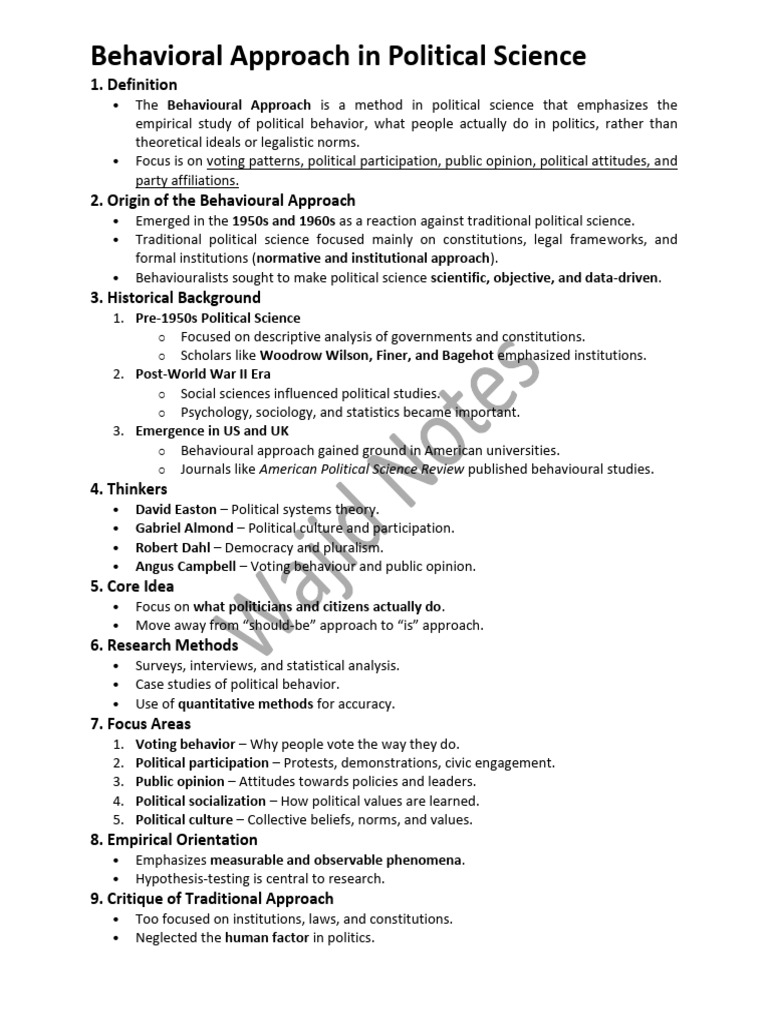 Behavioral Approach in Political Science | PDF | Methodology ...