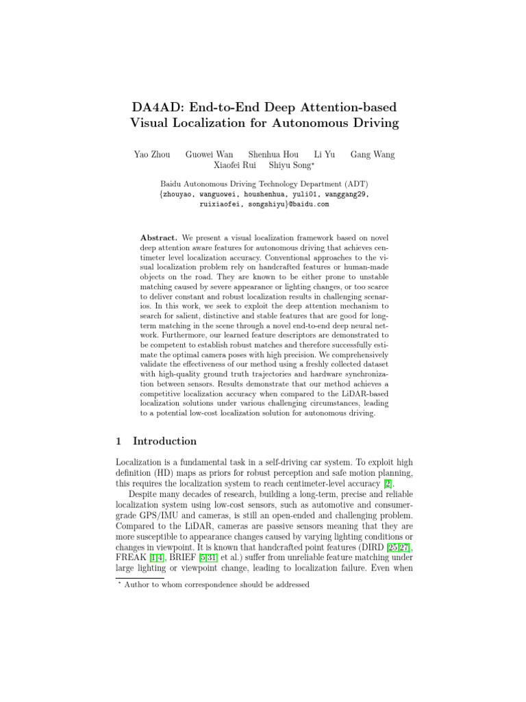 Deep Attention Visual Localization for AD | PDF | Lidar | Deep Learning
