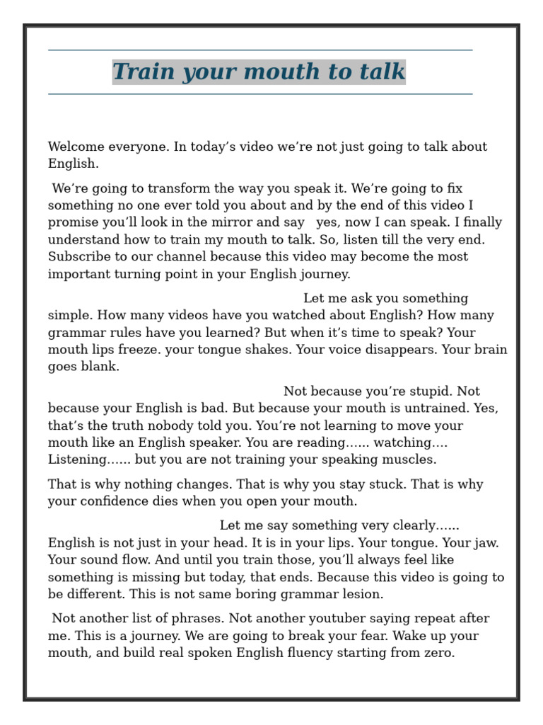 Train Your Mouth for English Fluency | PDF