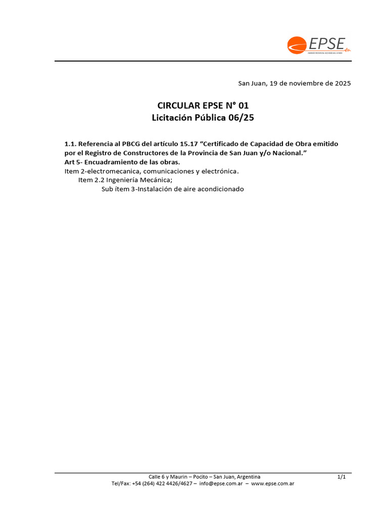 Licitación Pública 06/25 - Aclaratorias EPSE | PDF