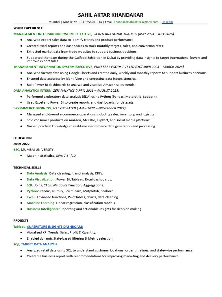 Sahil Aktar Khandakar Resume DS 2 | PDF | Data Analysis | Data