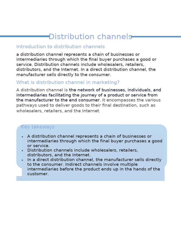 Distribution Channels | PDF
