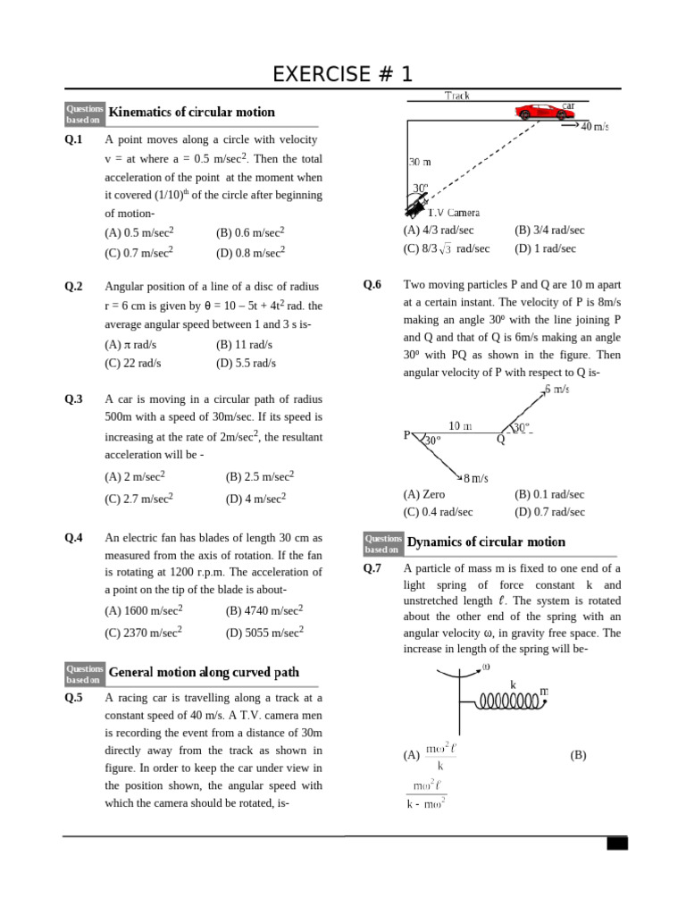 Circular Motion and Acceleration Problems | PDF | Acceleration | Mechanics