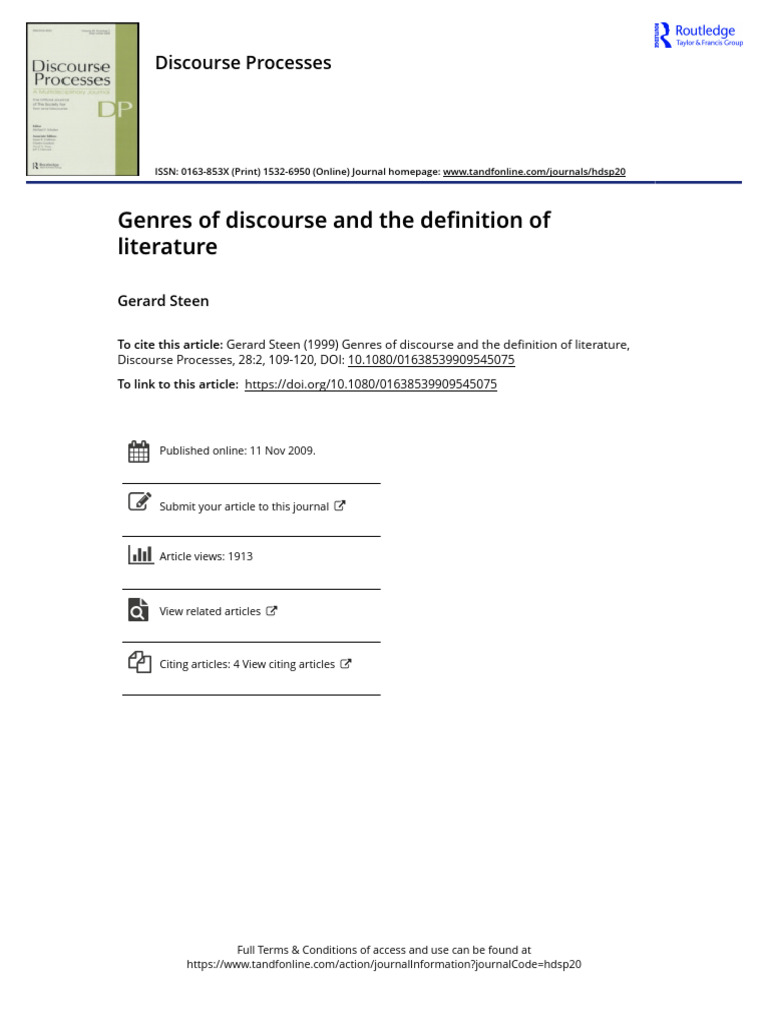 Discourse Genres and Literature Definition | PDF | Concept | Genre