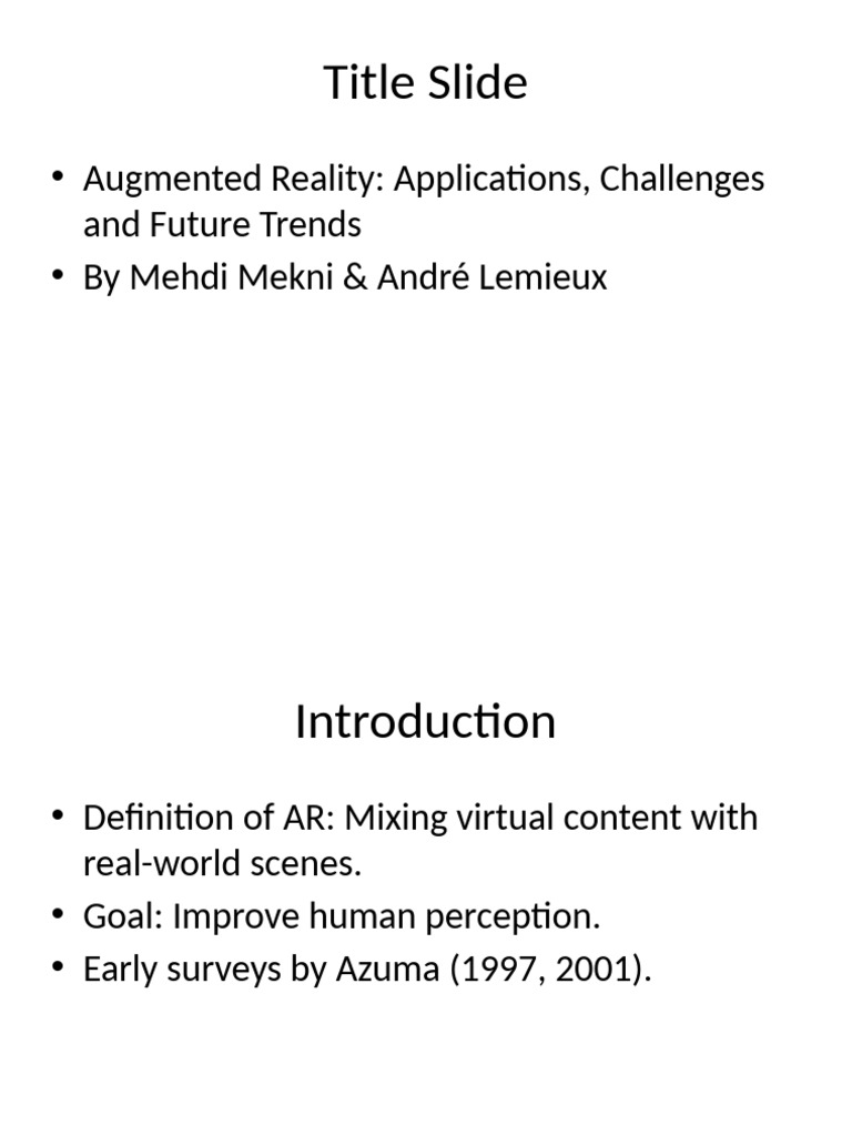Augmented Reality Presentation With Diagram | PDF | Augmented Reality ...
