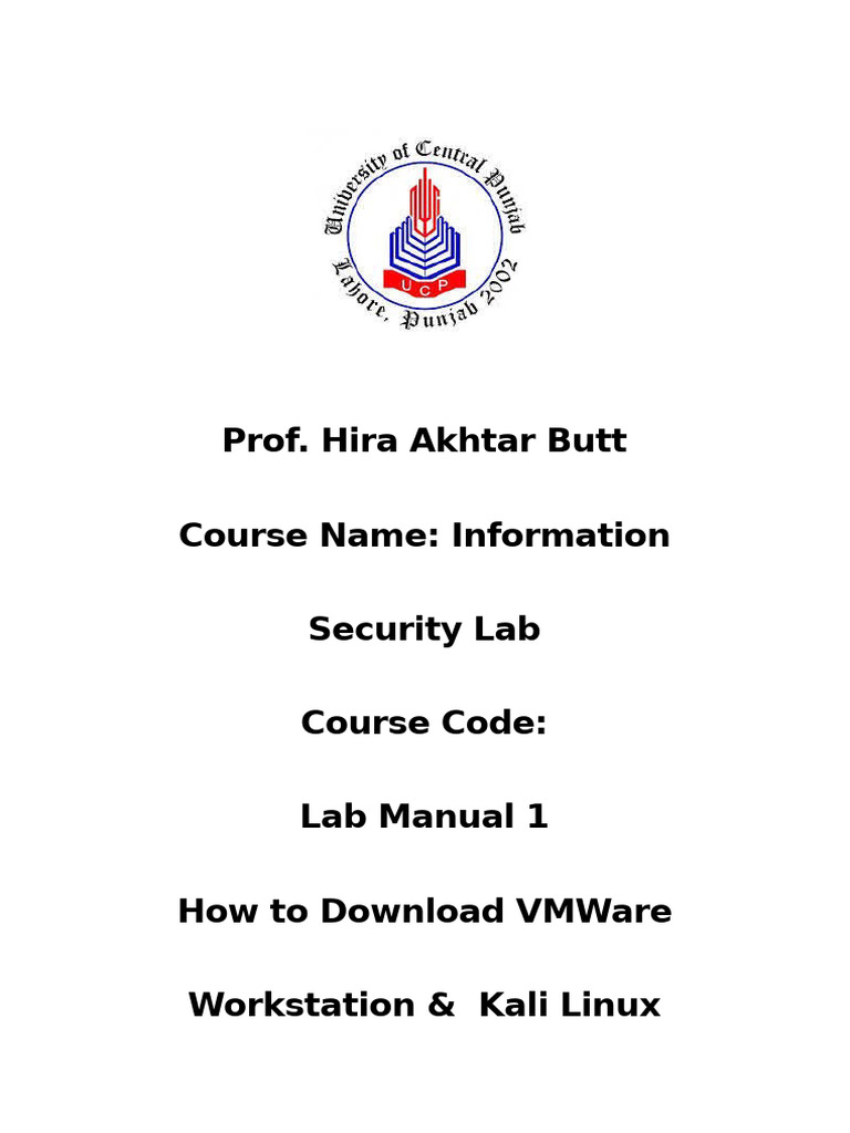 Lab Manual 1 How To Download Kali Linux and VM | PDF