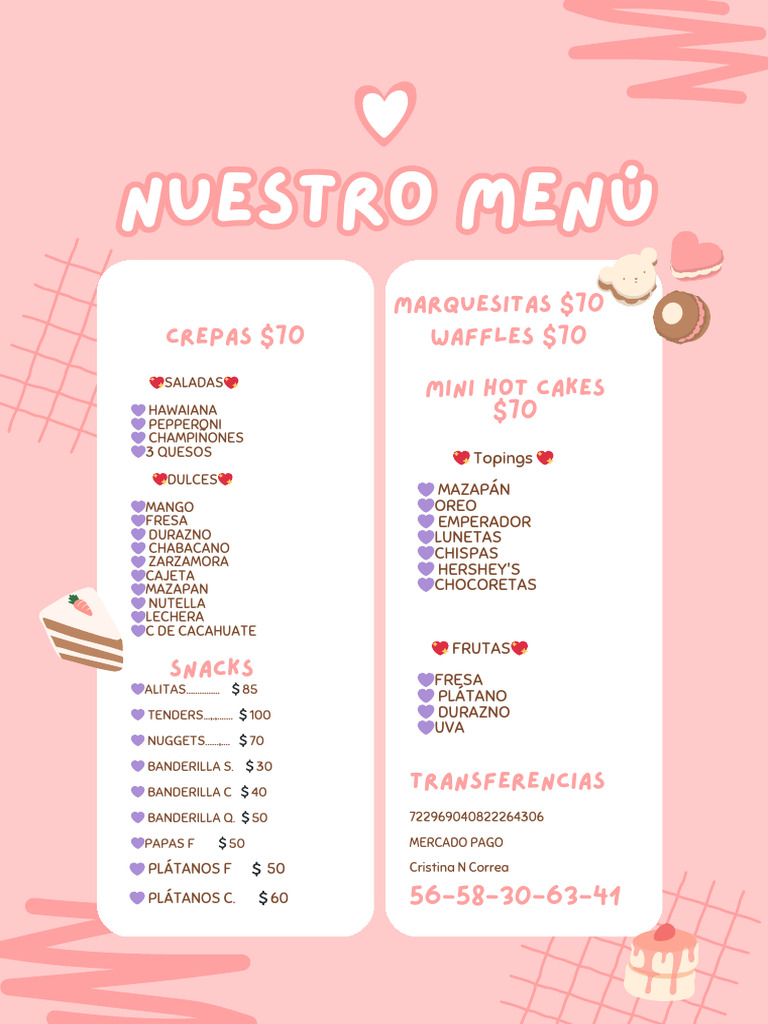 Menú Cafetería Cute Rosa - 20251129 - 021335 - 0000 | PDF
