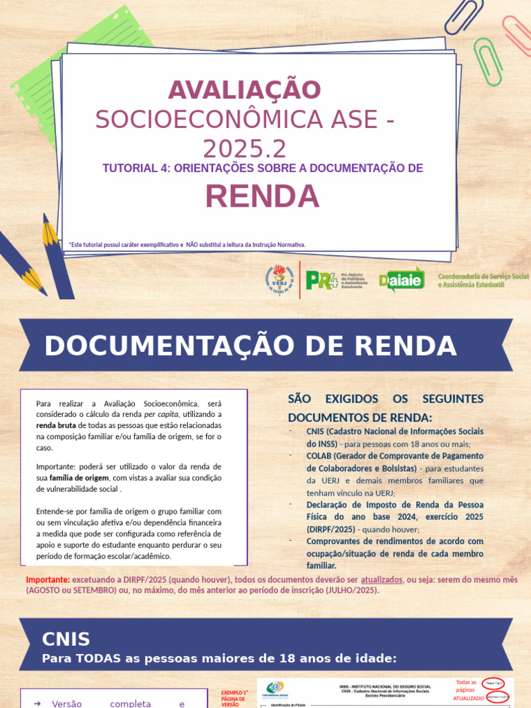 Documentação de Renda para ASE 2025.2 | PDF | Renda | Imposto de Renda