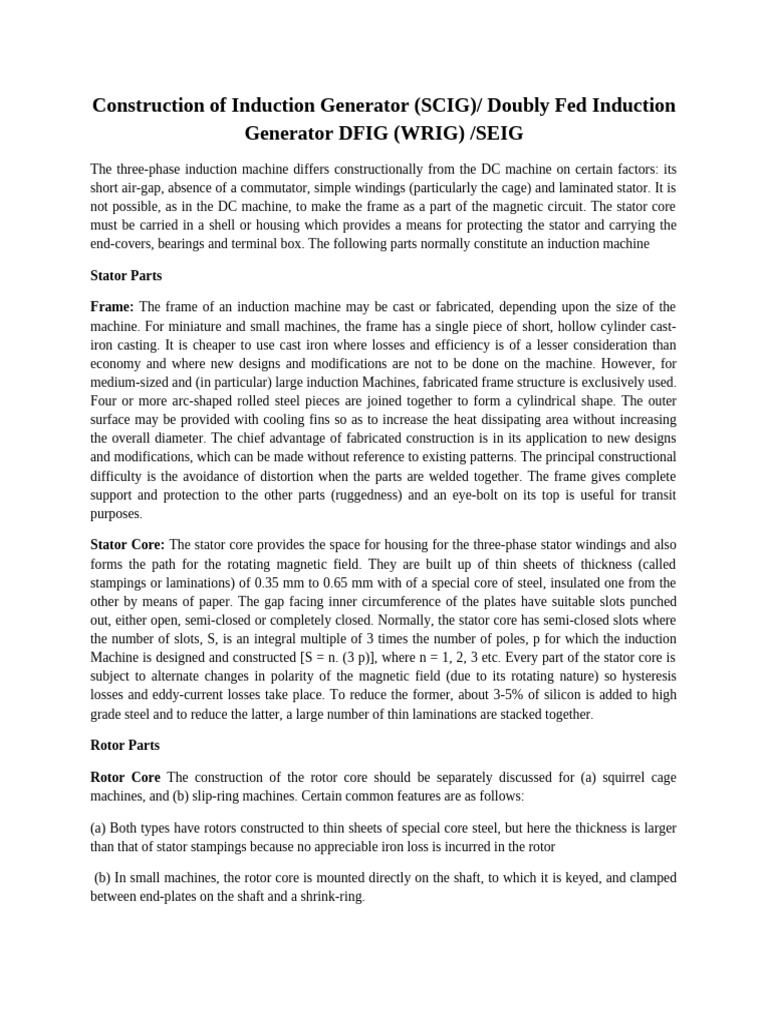 Induction Generator Construction Guide | PDF | Machines | Electrodynamics