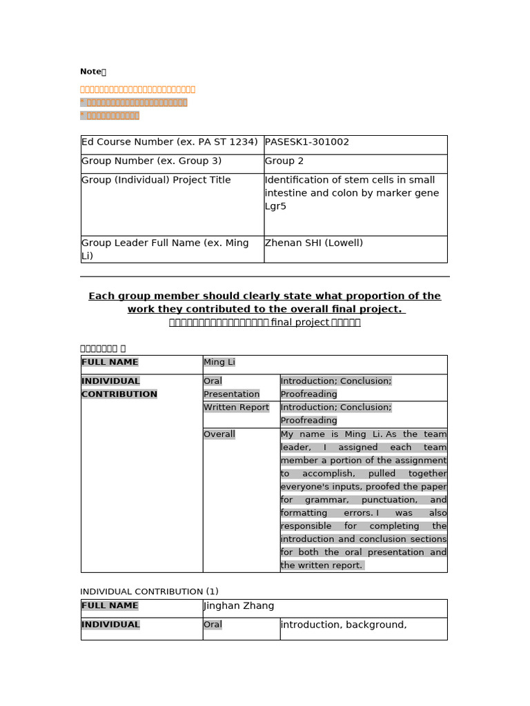 Group 2 Contribution Form | PDF | Proofreading | Large Intestine