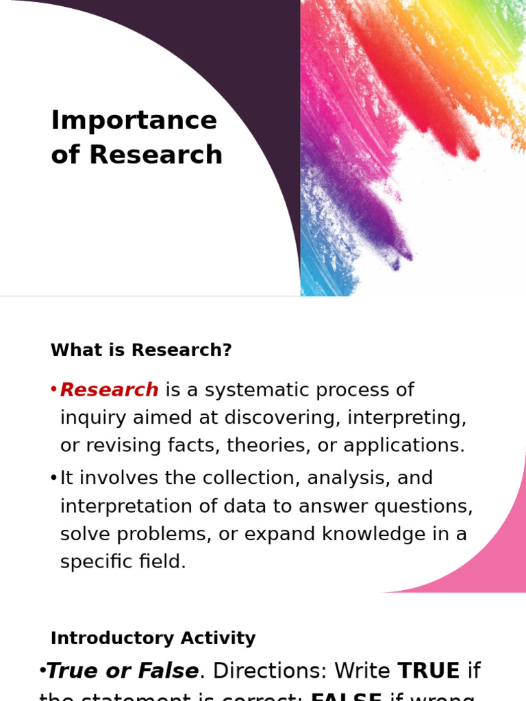 The Importance of Research Explained | PDF | Knowledge | Learning