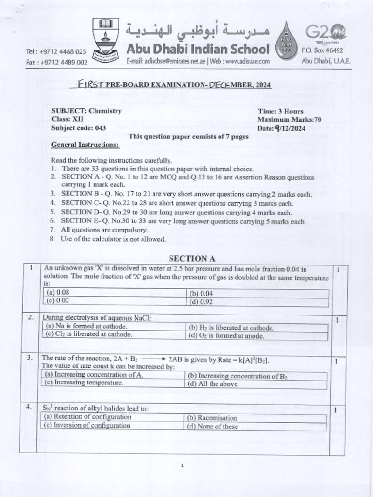 Chemistry' (24-25) 3 Yrs PB1 | PDF