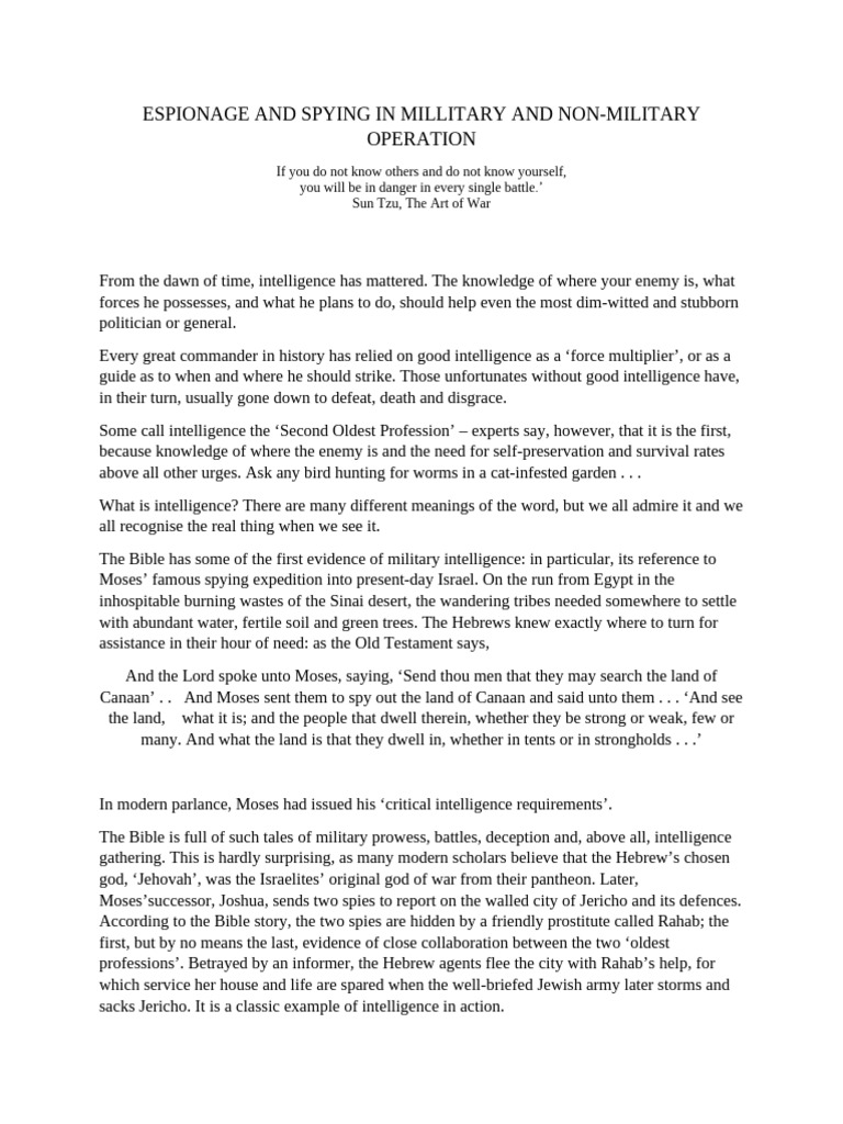History of Espionage in Warfare | PDF | Espionage | Counterintelligence