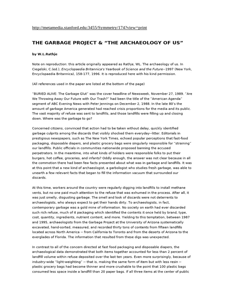 Insights from The Garbage Project | PDF | Municipal Solid Waste | Waste