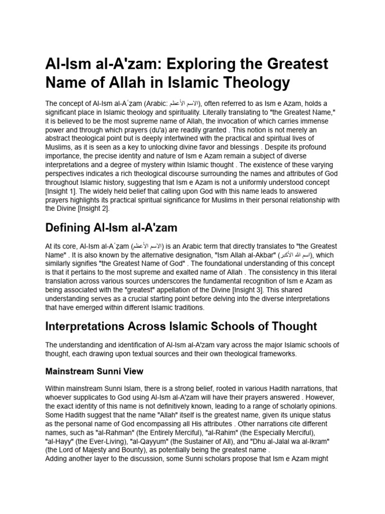 Understanding Al-Ism al-A'zam in Islam | PDF | Sufism | God In Islam