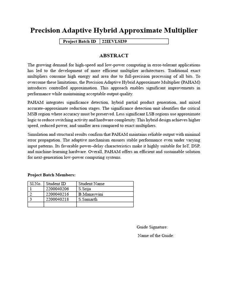 Precision Adaptive Hybrid Multiplier Design | PDF