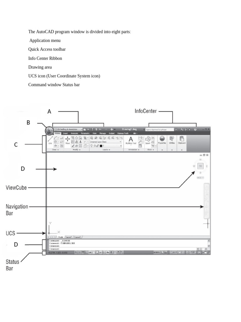 Understanding the AutoCAD Window Layout | PDF