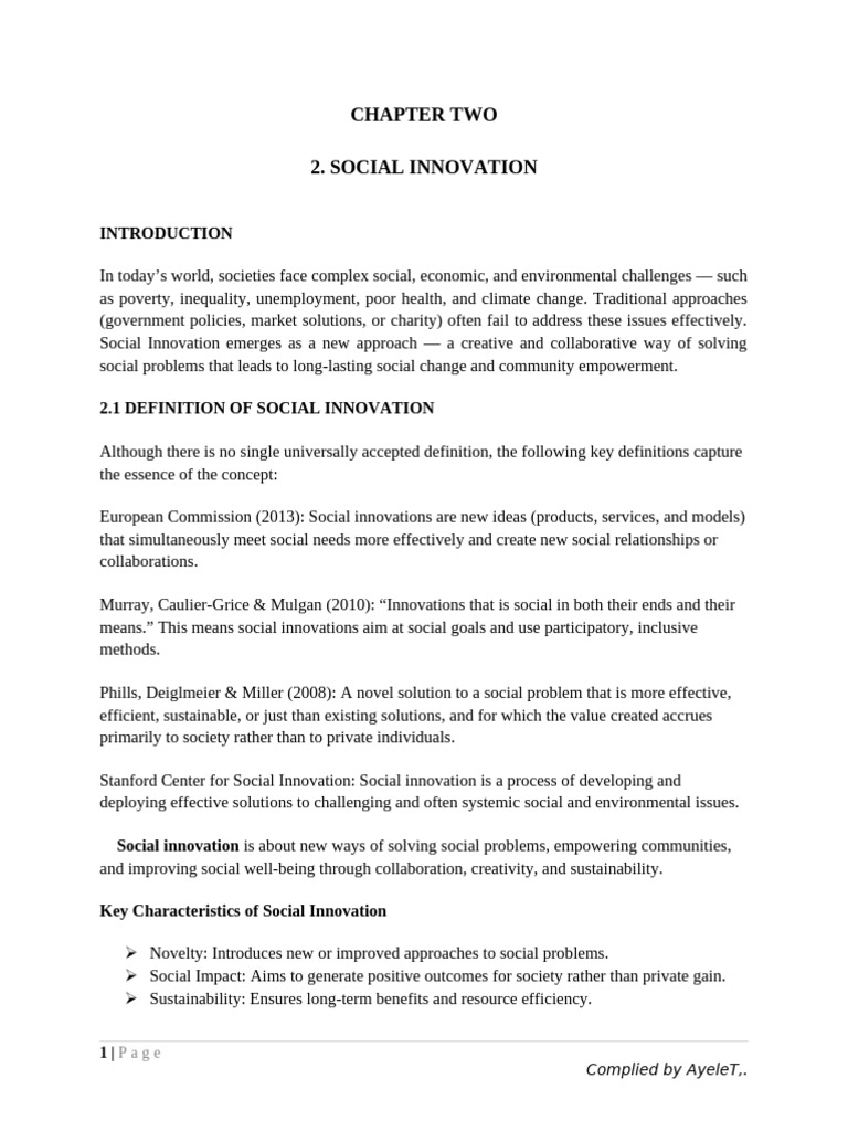 Chapter II Social Innovation | PDF | Corporate Social Responsibility ...