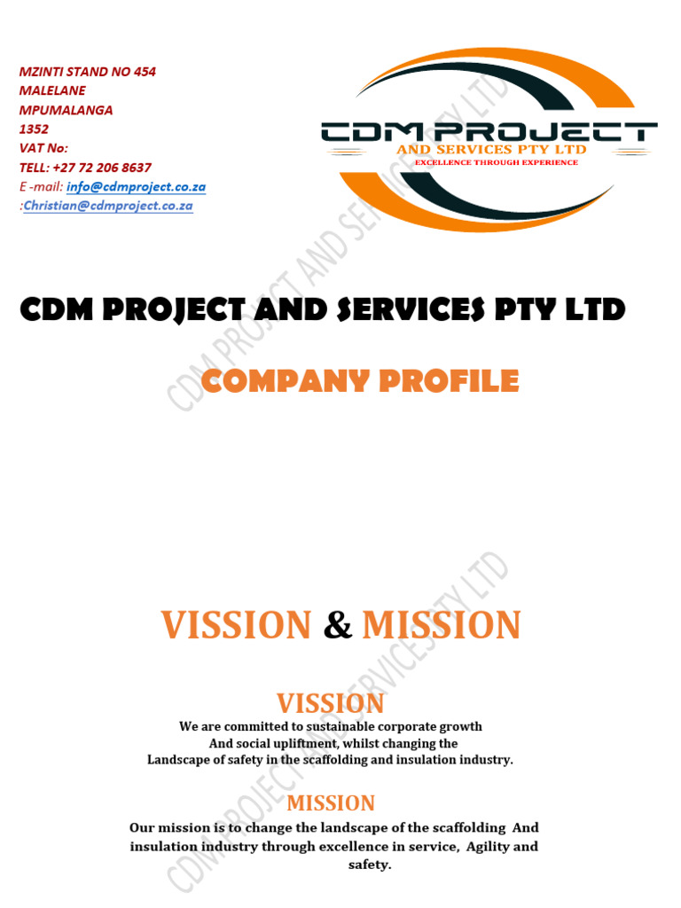 CDM Project and Services Company Profile | PDF | Economies | Business