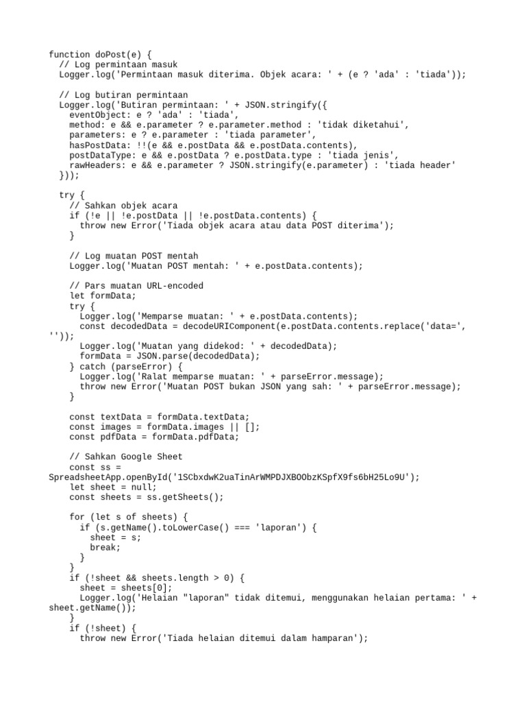Google Apps Script: Handle POST Data | PDF | Computer Data | Internet
