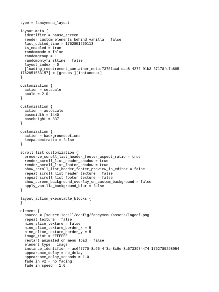 Custom Pause Screen Layout Config | PDF
